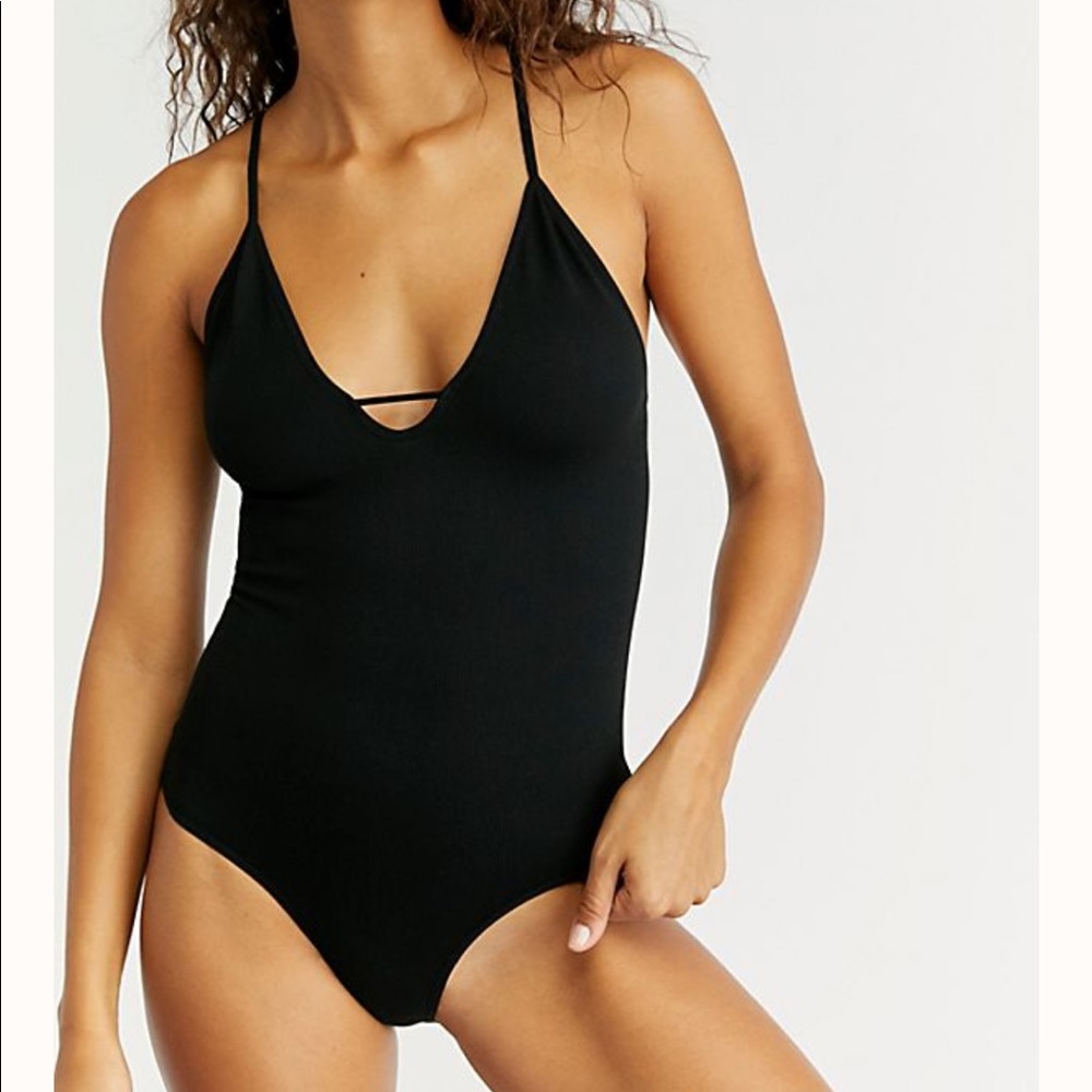 Free People Move Along bodysuit in dark purple